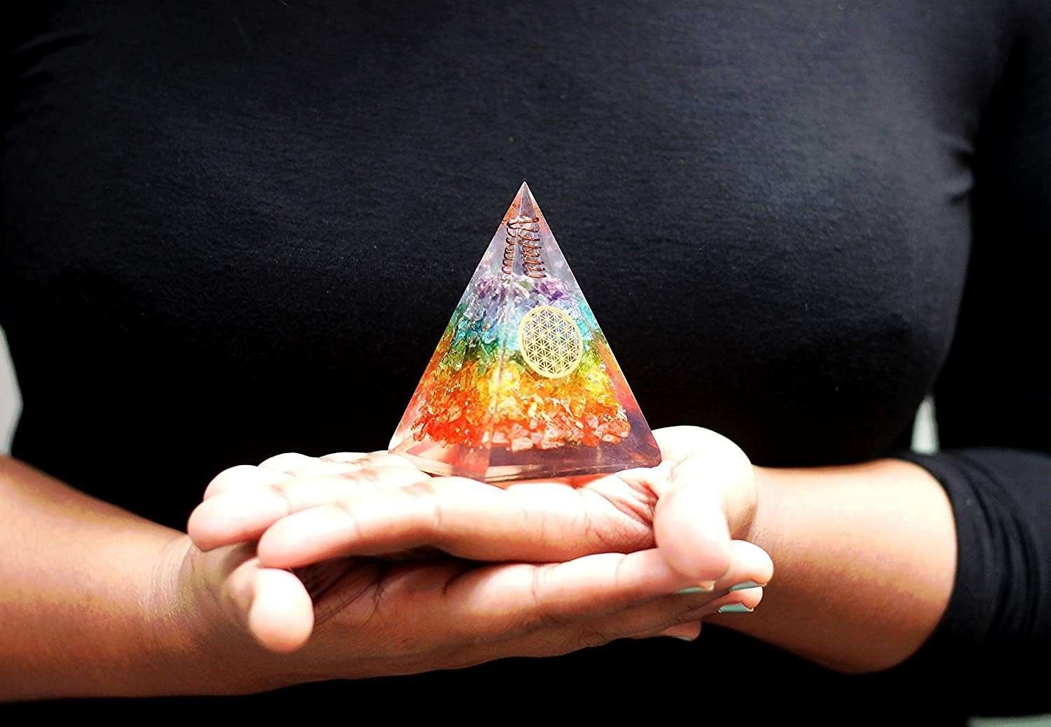 7Chakra Orgone Pyramid Crystal Black Tourmaline Necklace - Image 4