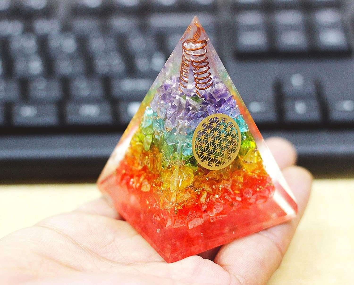 7Chakra Orgone Pyramid Crystal Black Tourmaline Necklace - Image 2