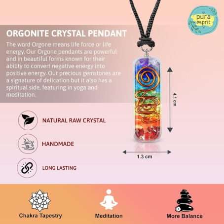 Orgone Pendant 7 Chakra Necklace with Healing Crystals Stone Protection - Image 5