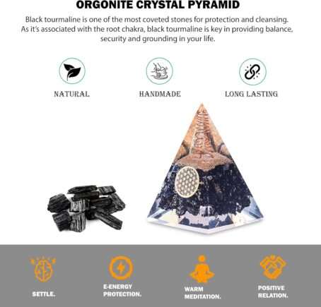 Black Tourmaline Crystal Orgone Pyramid Attract Energy - Image 3